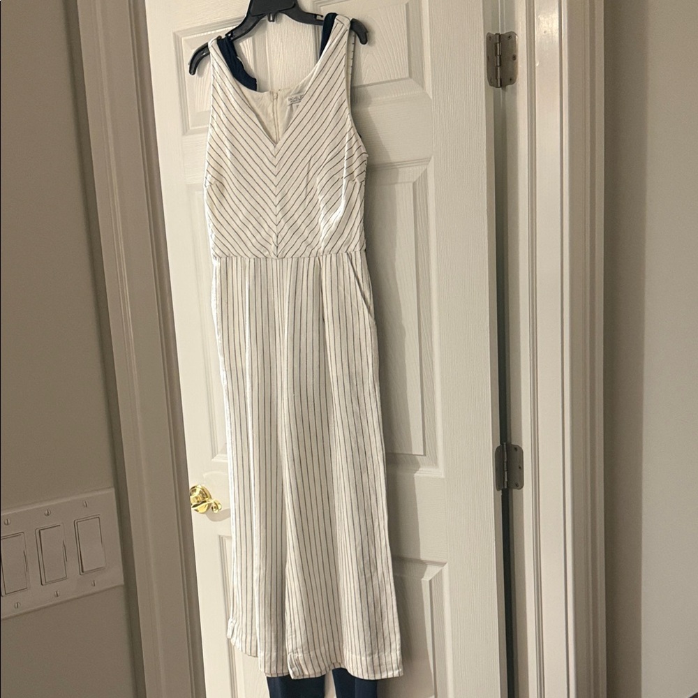 White and Black Striped Jumpsuit